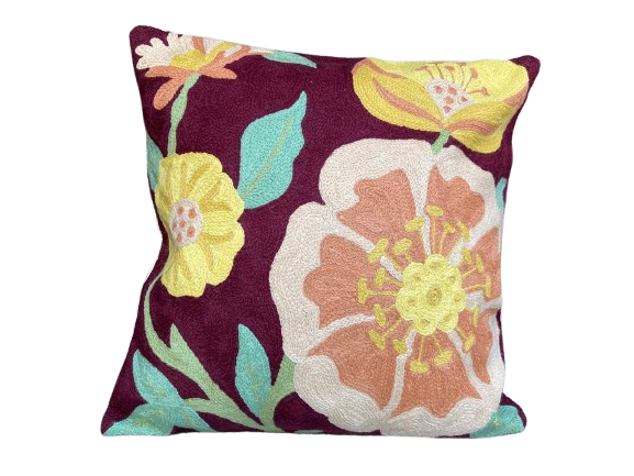 Warm Brown Botanical Cushion Cover