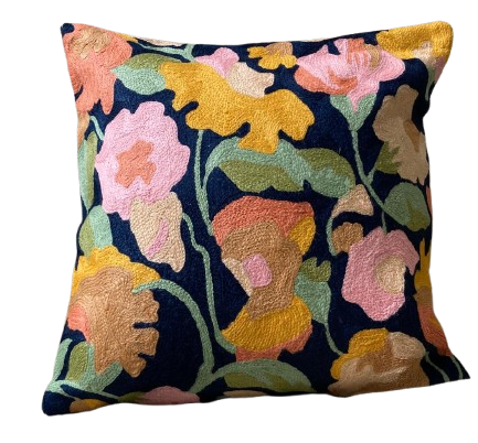 Sapphire Bloom Cushion Cover