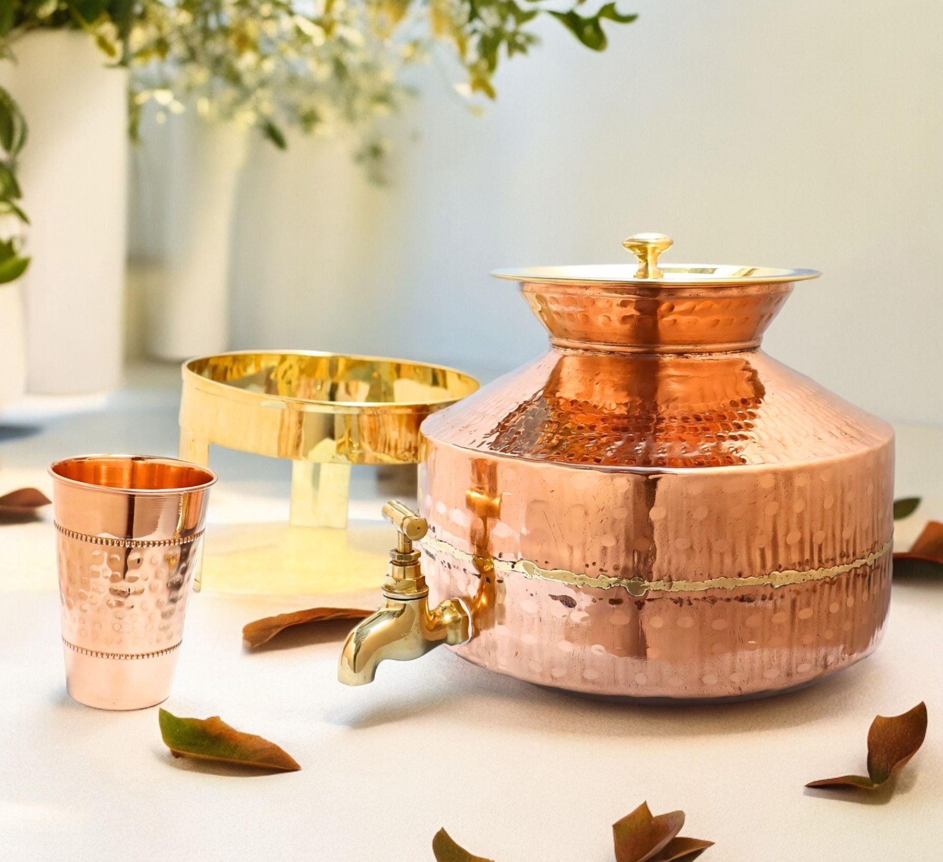 Pure Copper Water Dispenser with Brass Stand
