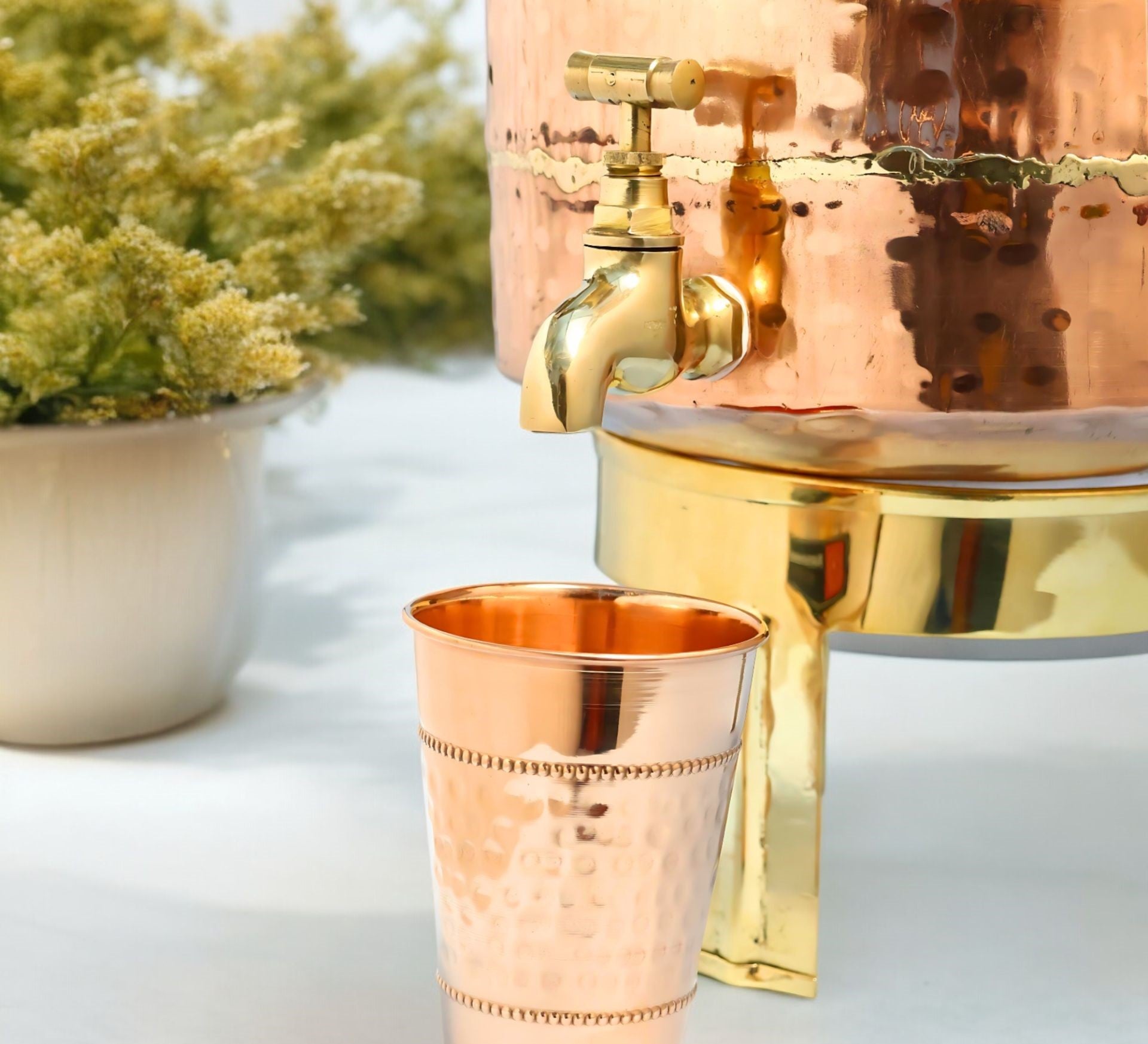 Pure Copper Water Dispenser with Brass Stand