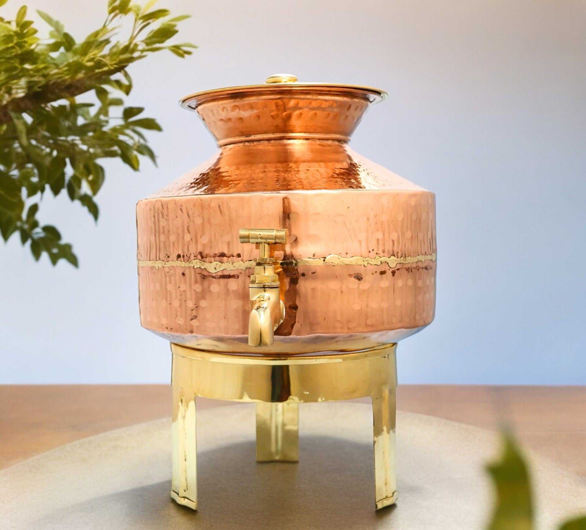Pure Copper Water Dispenser with Brass Stand