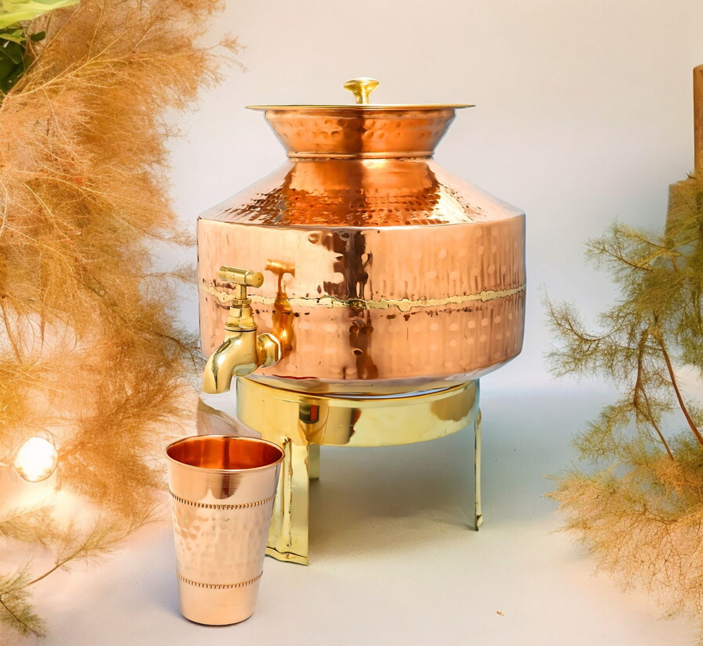 Pure Copper Water Dispenser with Brass Stand