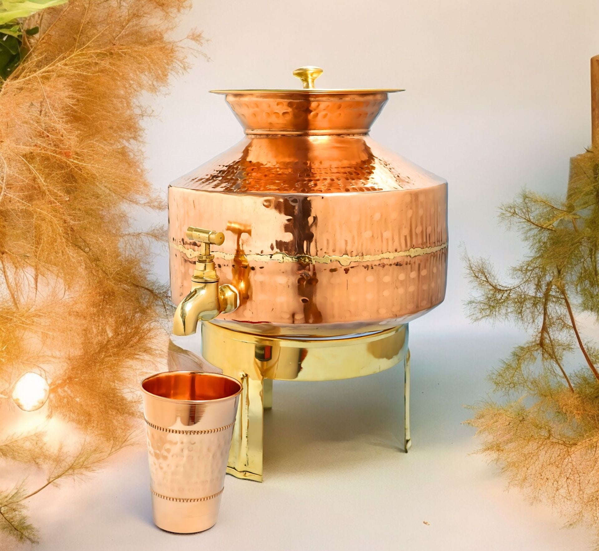 Pure Copper Water Dispenser with Brass Stand