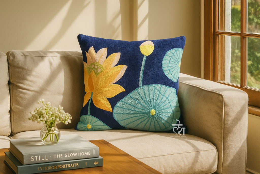 Yellow Lotus Cushion Cover