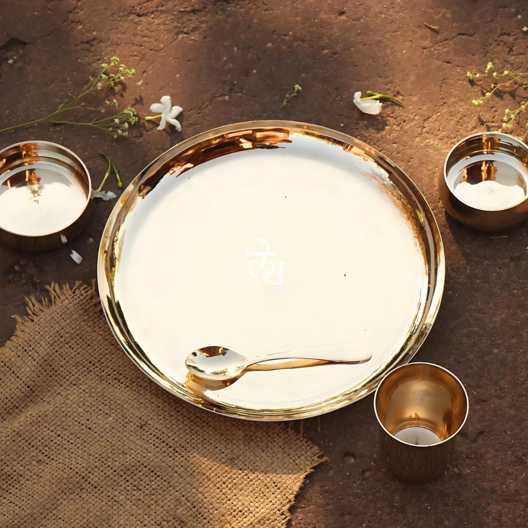 Close-up of hand-hammered bronze finish on Heritage dinner plate showing traditional artisan craftsmanship