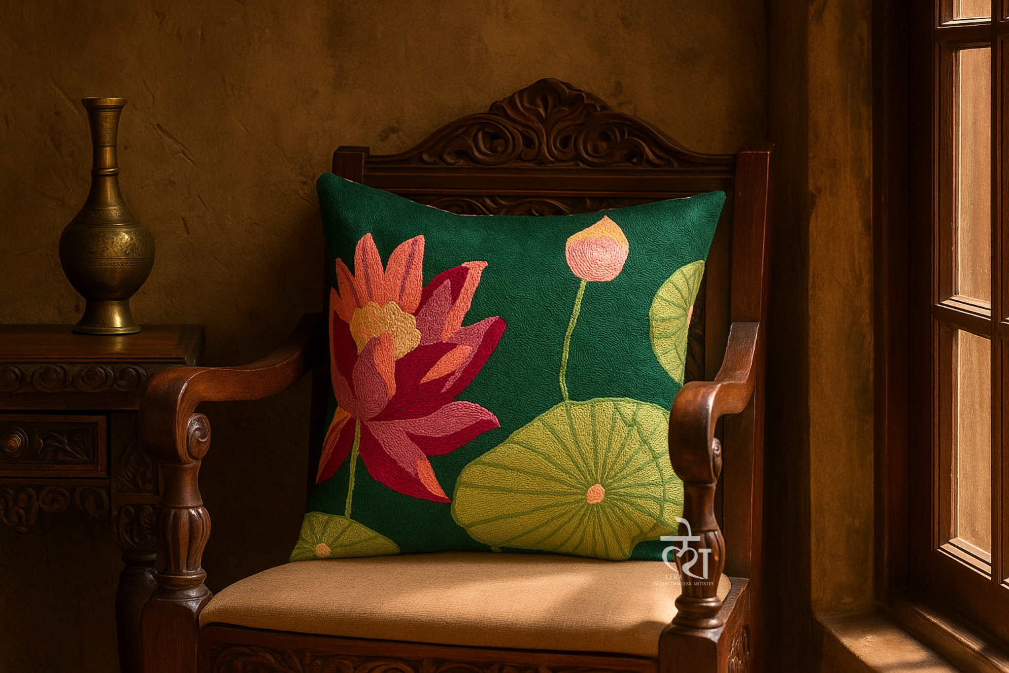 Pink Lotus Cushion Cover