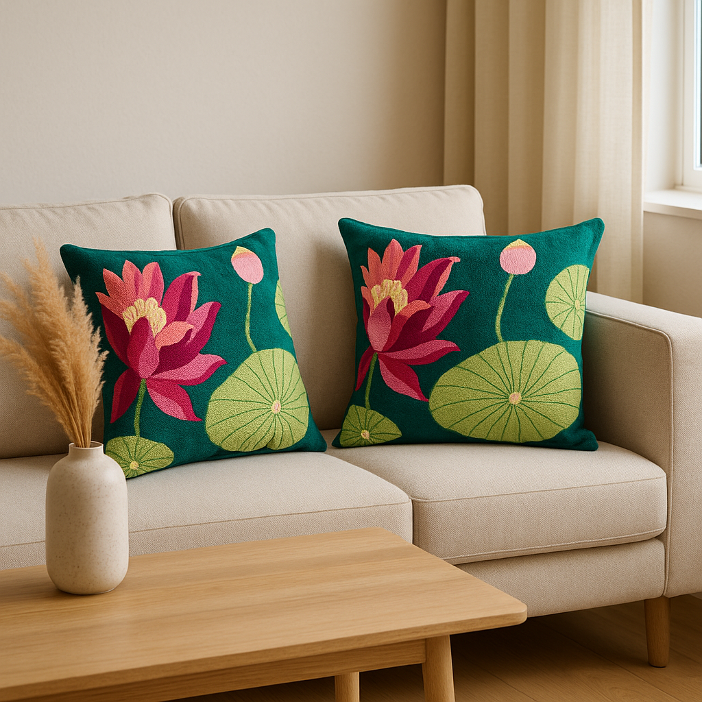 Pink Lotus Cushion Cover
