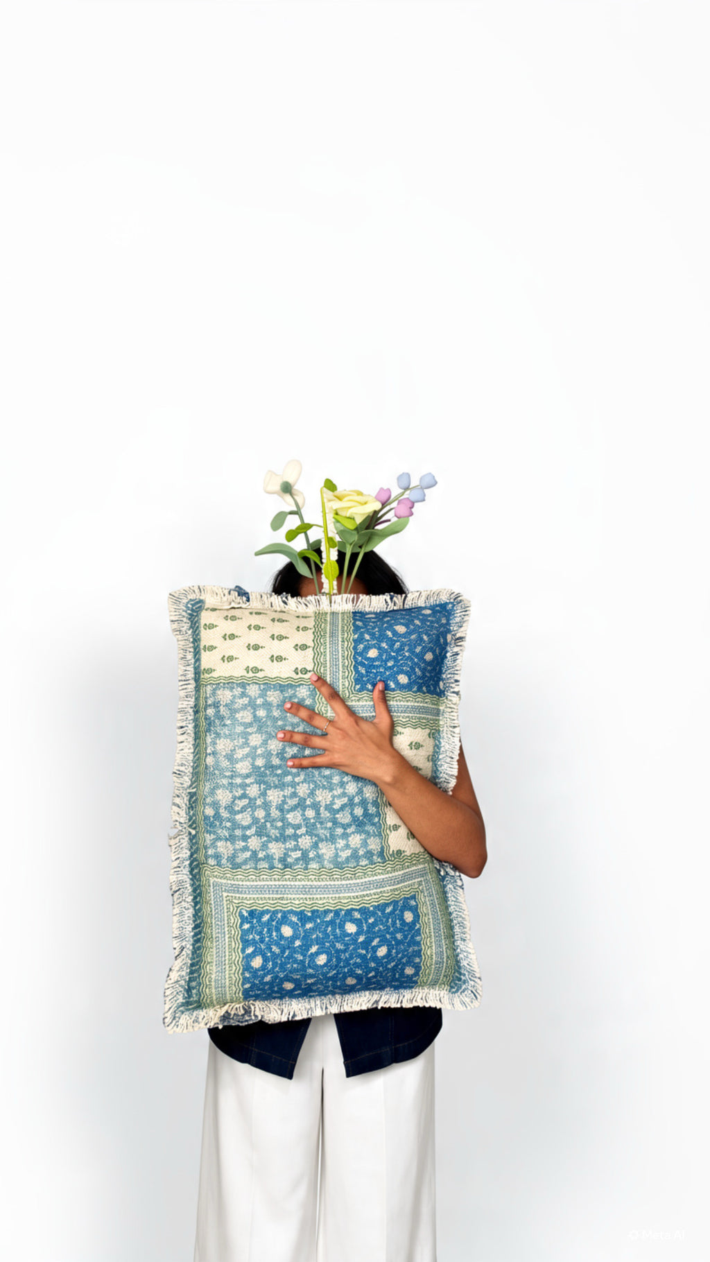Cushion Cover - Gulnaar Indigo Sage | Lera