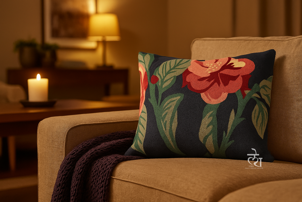 Midnight Bloom Cushion Cover
